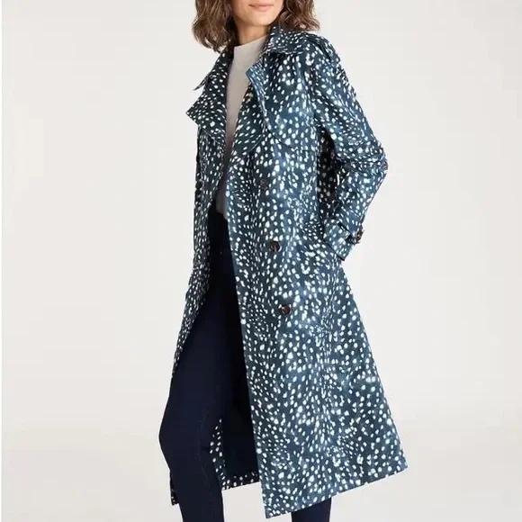 Ann Taylor Spotted Modern Trench Coat Size Large - Picture 15 of 16